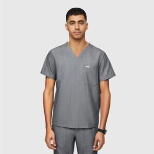 Figs Men's Gray Graphite Chisec Three Pocket Scrub Top Size XL